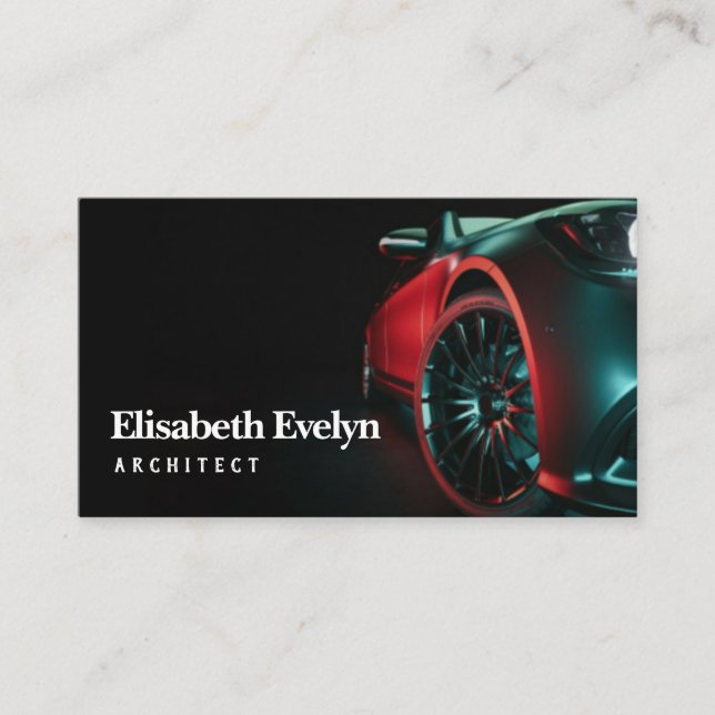 Modern cars are in the studio room. business card (Front)