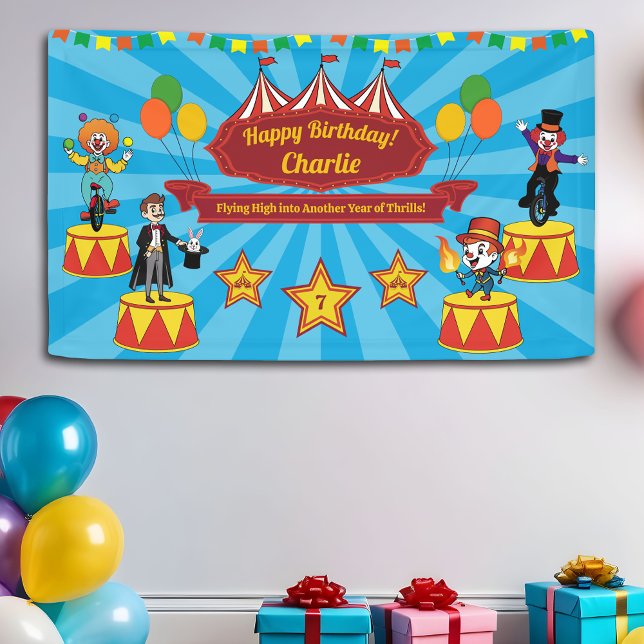 Modern Cartoon Circus Carnival Colorful Birthday Banner (Creator Uploaded)