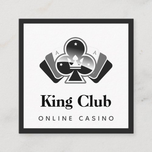 Modern Casino Ace of Club Black White Social Media Square Business Card