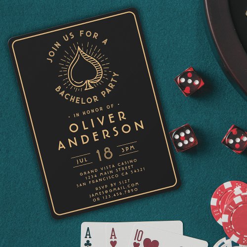 Modern Casino Bachelor Party Poker Card  Black