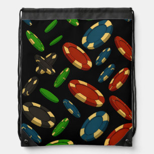 "Modern Casino Chips 3D Art Design" Drawstring Bag