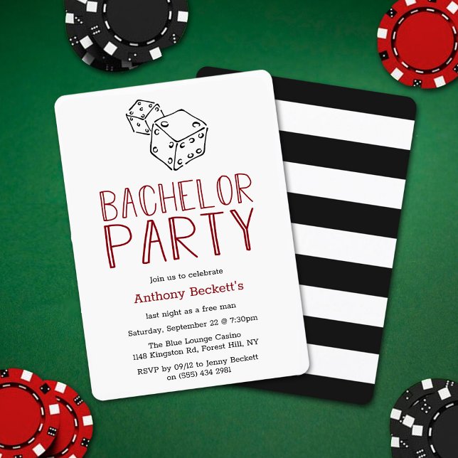 Modern Casino Night Bachelor Party Invitation (Creator Uploaded)