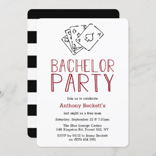 Modern Casino Night Bachelor Party Invitation