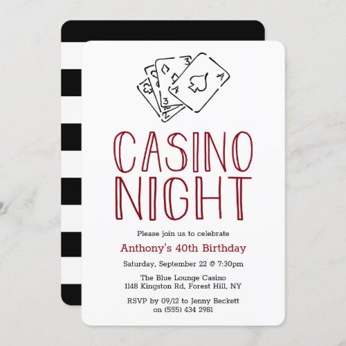 Modern Casino Night Birthday Party Invitation