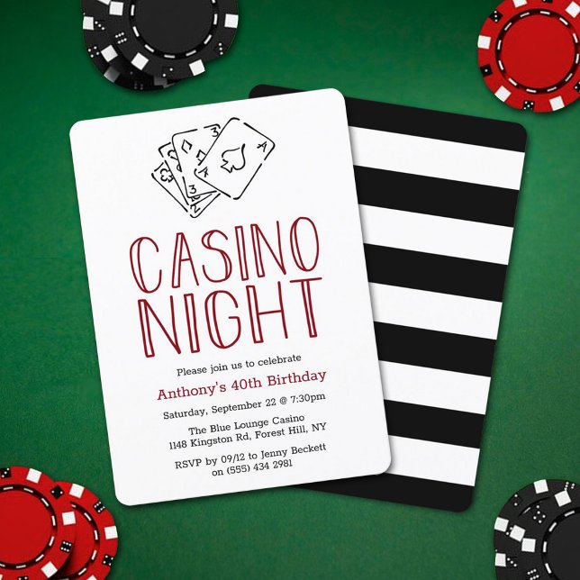 Modern Casino Night Birthday Party Invitation (Creator Uploaded)