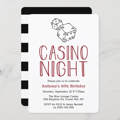 Modern Casino Night Birthday Party Invitation