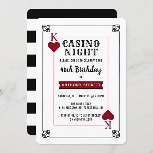 Modern Casino Night Birthday Party Invitation