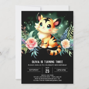 Modern Castle Tiger Birthday Invitation