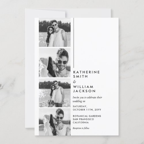 Modern Casual 4 Photo Booth  All in One Wedding Invitation