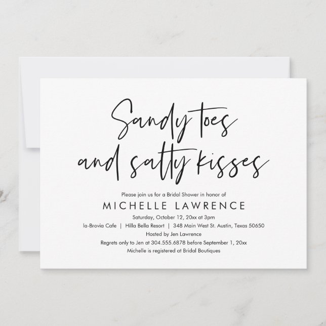 Modern Casual and Fun, Bridal Shower Beach Party Invitation (Front)