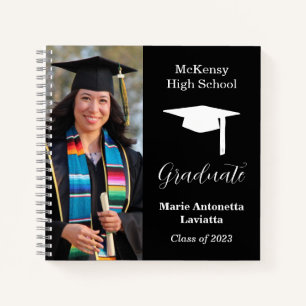 Modern Casual Black Autograph Graduate Guest Notebook