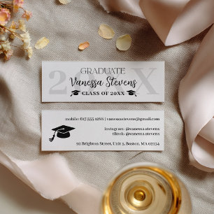 Modern Casual  black white name card graduation