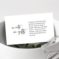 Modern casual elegance wedding, A note on gifts