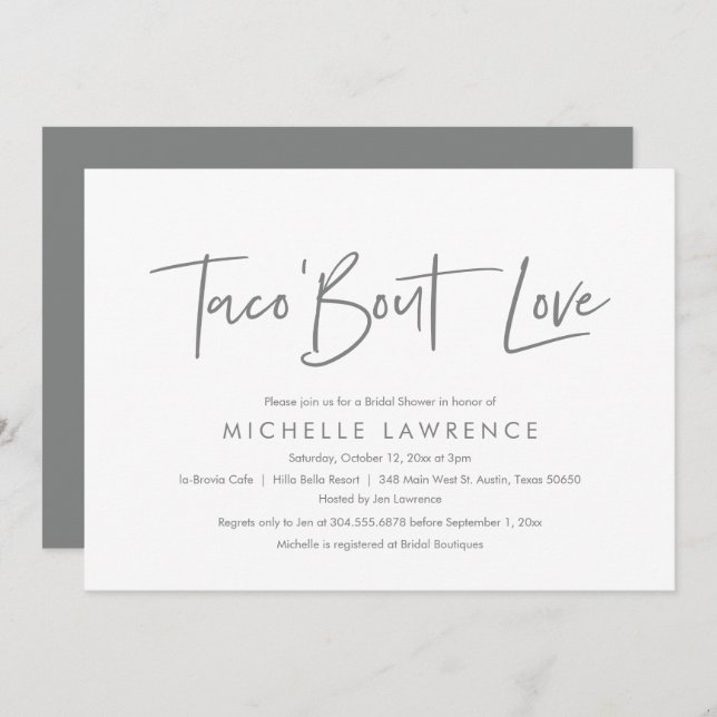 Modern Casual, fun and playful Bridal Shower Party Invitation (Front/Back)