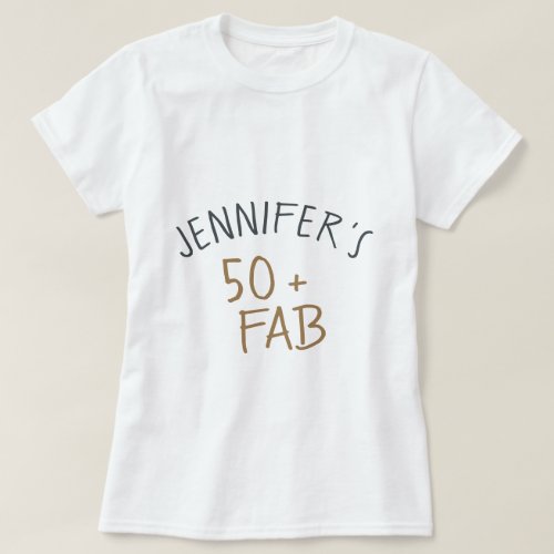 Modern Casual Gold Black 50 Fabulous Birthday T_Shirt