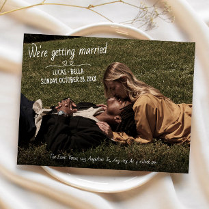 Modern Casual handwriting photo wedding invitation Postcard