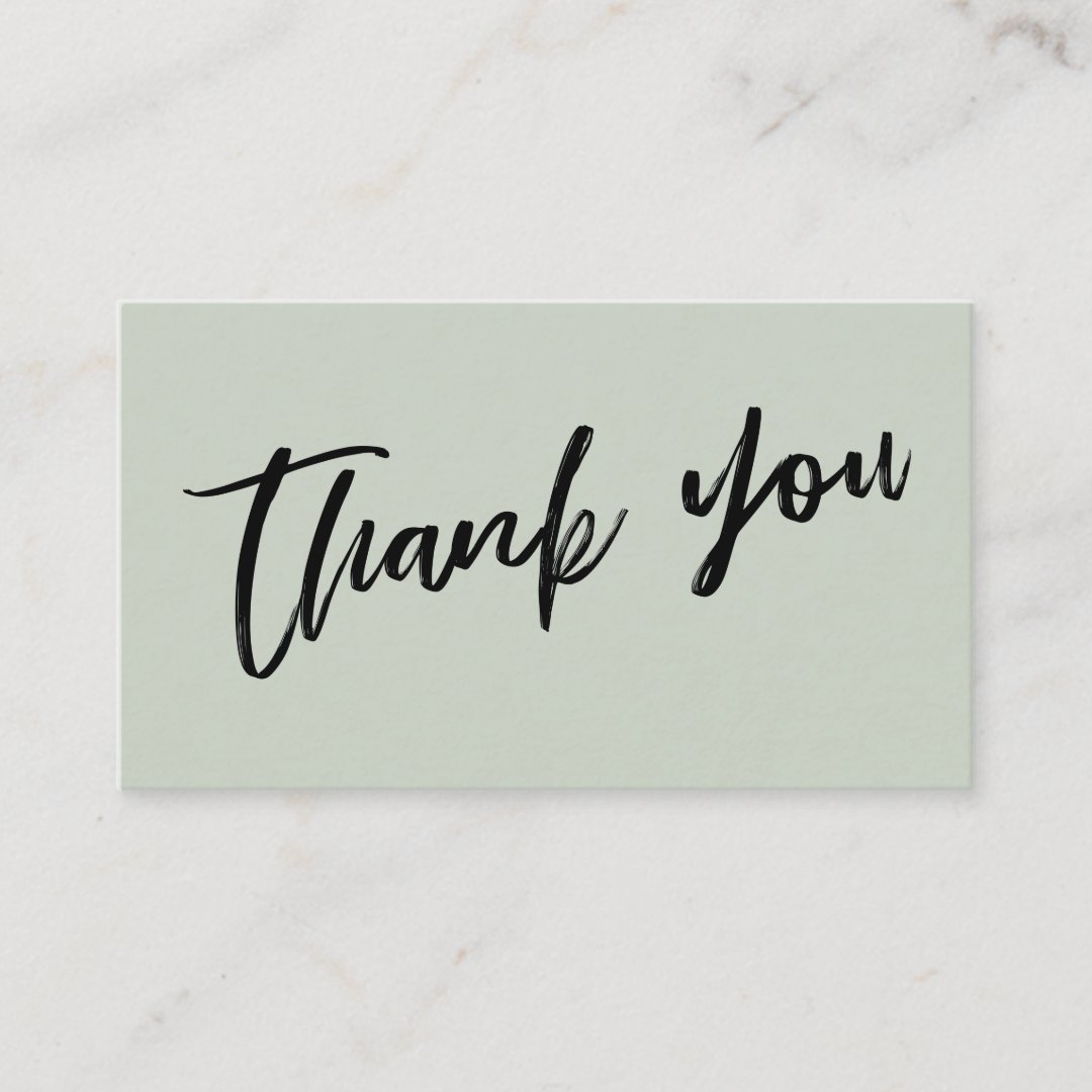 Modern Casual Handwriting Wedding Thank You Sage Enclosure Card | Zazzle