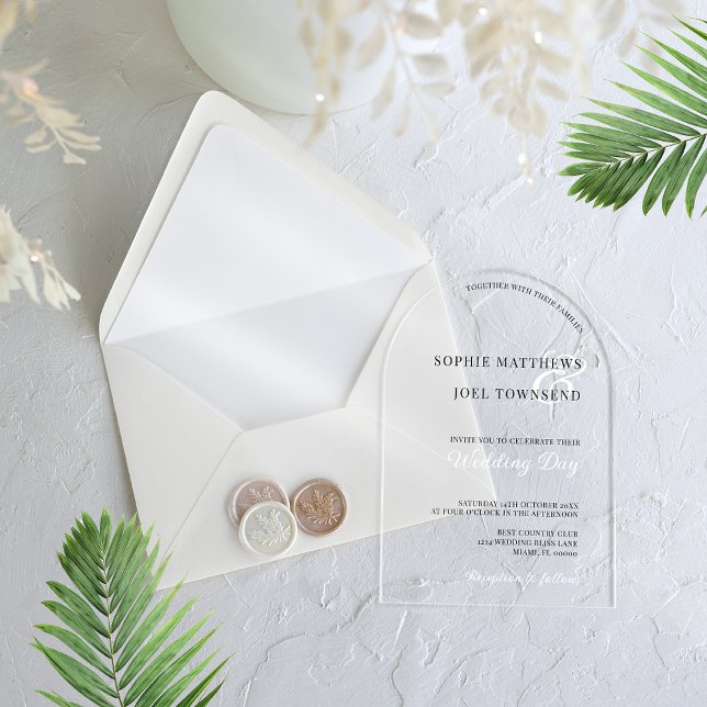 Modern Casual Large Ampersand Black White Wedding Acrylic Invitations (Creator Uploaded)