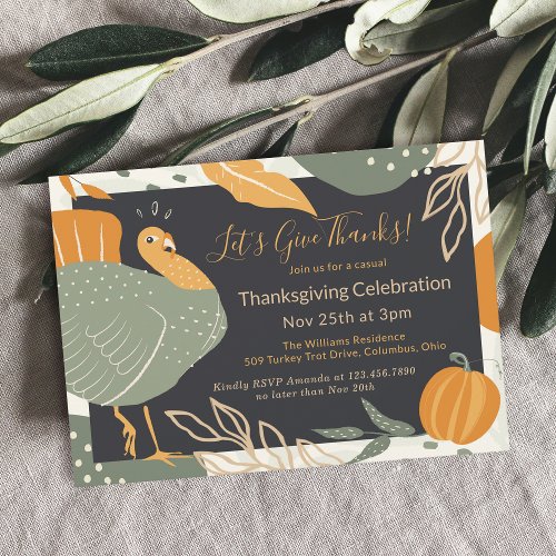 Modern Casual Lets Give Thanks Dinner Invitation