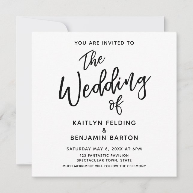 Modern Casual Minimal Typography Wedding Invitation (Front)