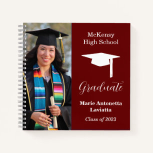 Modern Casual Red Wine Autograph Graduate Guest Notebook