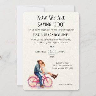 Modern Casual Romantic Couple Wedding Illustration Invitation