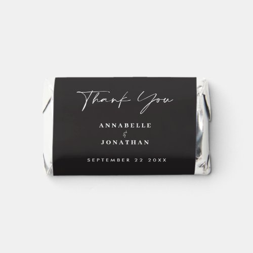 Modern casual script black thank you wedding  hersheys miniatures