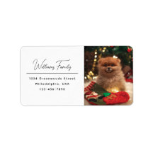 Modern Casual Script Dog Christmas Return Address