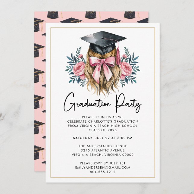 Modern Casual Script Graduation Party Invitation (Front/Back)