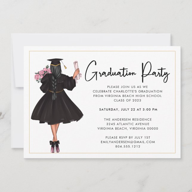 Modern Casual Script Graduation Party Invitation (Front)