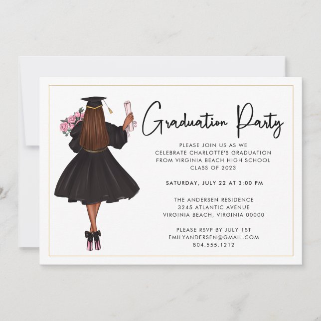 Modern Casual Script Graduation Party Invitation (Front)