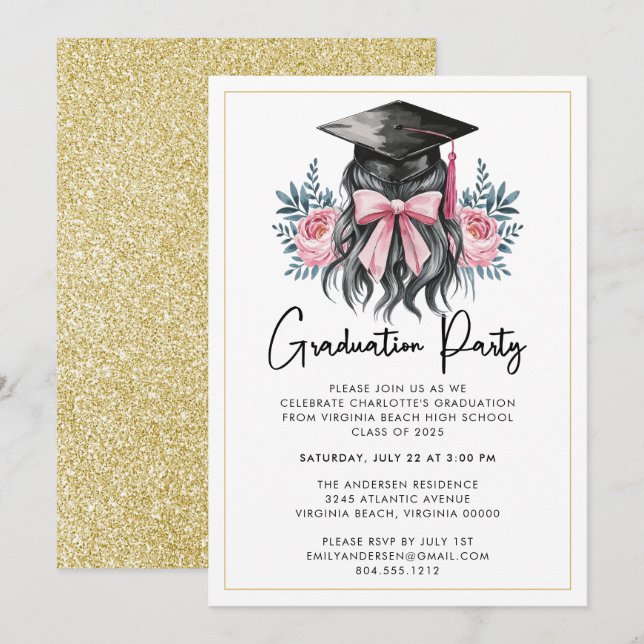 Modern Casual Script Graduation Party Invitation (Front/Back)
