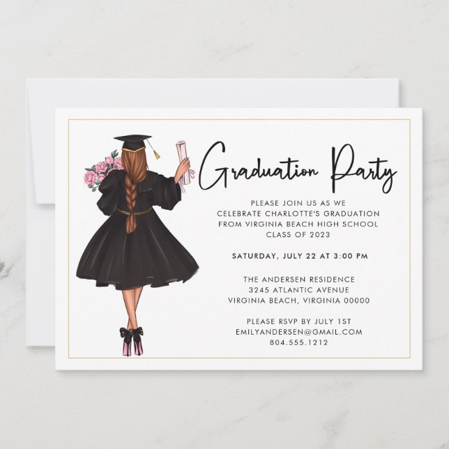 Modern Casual Script Graduation Party Invitation (Front)