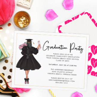 Modern Casual Script Graduation Party Invitation Postcard