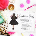 Modern Casual Script Graduation Party Invitation Postcard<br><div class="desc">Modern Casual Script Graduation Party Invitation - Modern script typography with a minimal design. A beautiful graduate is holding her diploma and a bouquet of pink roses. Card is accented with a thin gold border. Graduation Party Invitation is part of a collection. Our postcard is a convenient and more economical...</div>