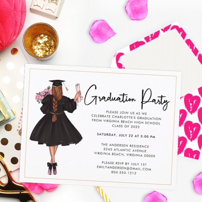 Modern Casual Script Graduation Party Invitation Postcard (Creator Uploaded)