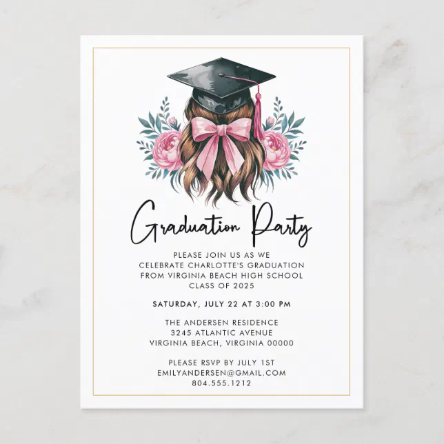Modern Casual Script Graduation Party Invitation Postcard | Zazzle