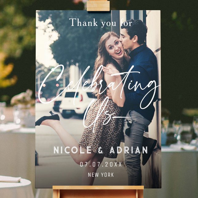 Modern casual script photo wedding welcome sign  (Creator Uploaded)