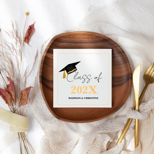 Modern Casual Script Twin Graduation Party  Napkins