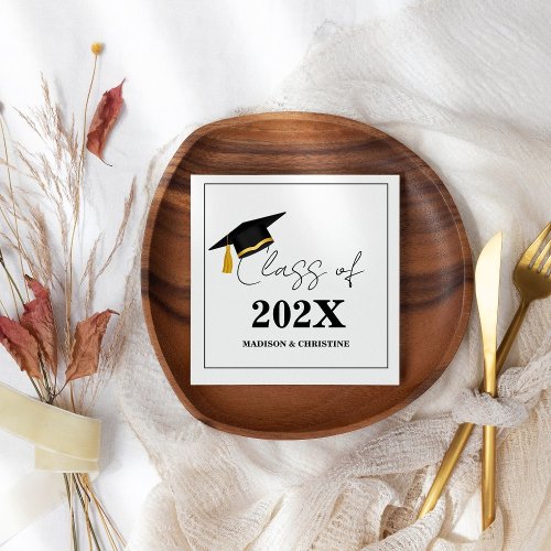 Modern Casual Script Twin Graduation Party  Napkins