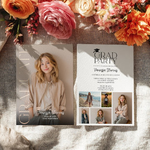 Modern Casual  Simple Trendy 6 photos graduation Foil Invitation