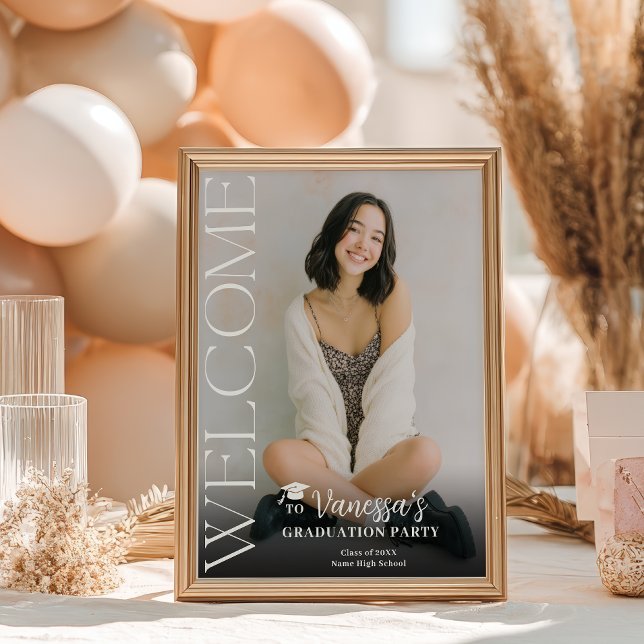 Modern Casual  Trendy photo graduation Welcome Poster (Modern Casual Trendy photo graduation Welcome Poster)