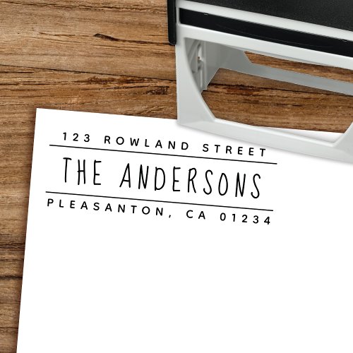 Modern Casual Type Script Split Return Address Self_inking Stamp