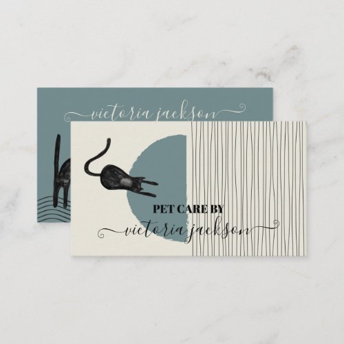 Modern Cat abstract Cat sitting service care Business Card