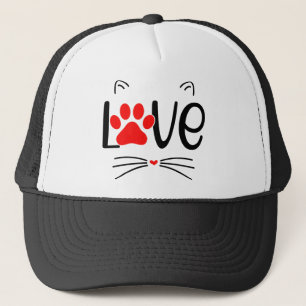 Modern Cat Lover Paw Print Trucker Hat