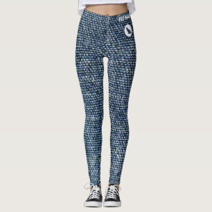 Modern Cat Lover Pet Mom Custom Denim Blue Jeans Leggings