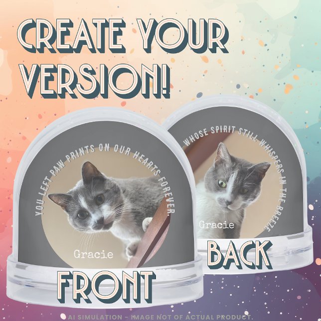 Modern Cat Memorial Remembrance Custom Pet Photos  Snow Globe (Creator Uploaded)