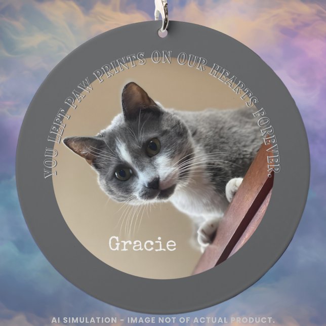 Modern Cat Memorial Remembrance Custom Pet Photos Wind Chime (Creator Uploaded)