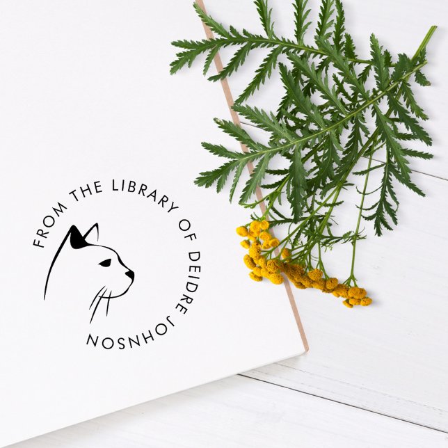Modern Cat Minimalist Custom From The Library Book Self-inking Stamp (Creator Uploaded)