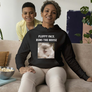 Modern Cat Mom Custom Text Pet Photo White Black Hoodie